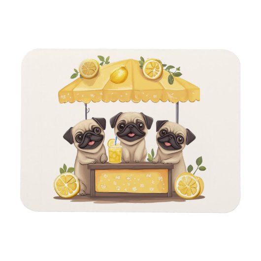 Pug Dogs Lemonade Stand Magneet (Horizontaal)
