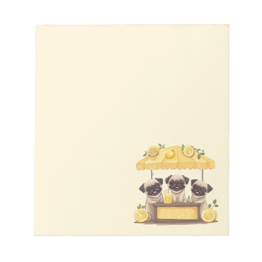 Pug Dogs Lemonade Stand Notitieblok (Voorkant)