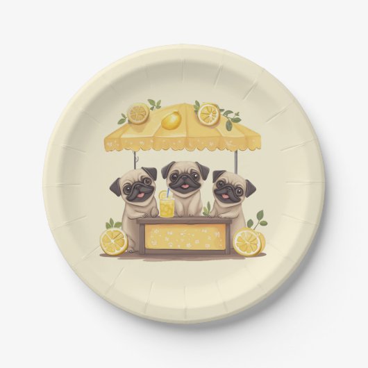 Pug Dogs Lemonade Stand Papieren Bordje (Voorkant)