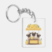 Pug Dogs Lemonade Stand Sleutelhanger (Voorkant Links)