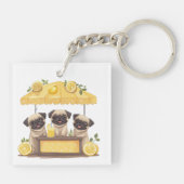 Pug Dogs Lemonade Stand Sleutelhanger (Achterkant)