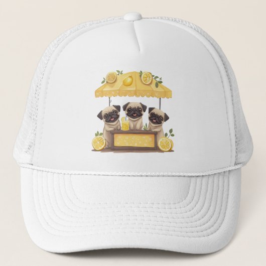 Pug Dogs Lemonade Stand Trucker Pet (Voorkant)
