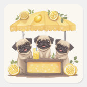 Pug Dogs Lemonade Stand Vierkante Sticker (Voorkant)