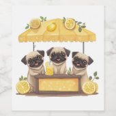 Pug Dogs Lemonade Stand Wijn Etiket (Enkel label)