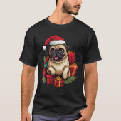 Pug Dogs Santa Hat Xmas Holiday Pug Dogs Lover Chr T-shirt (Voorkant)
