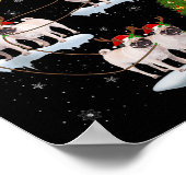 Pug Dogs Santa Sleigh Flying Funny Magical Christm Poster (Hoek)