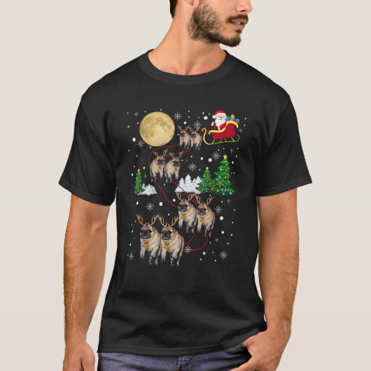Pug Dogs Tree met kerstbeker Xmas gezelschapsdiere T-shirt (Voorkant)