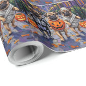 Pug Dogs Trick-or-Treating in Halloween kostuums Cadeaupapier (Rol Hoek)