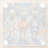 Pug Dogs Trick-or-Treating in Halloween kostuums Glazen Onderzetter (Achterkant)