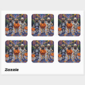 Pug Dogs Trick-or-Treating in Halloween kostuums Vierkante Sticker (Vel)