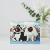 Pug Dogs Wedding Briefkaart (Staand voorkant)