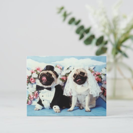 Pug Dogs Wedding Briefkaart (Staand voorkant)