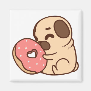 Pug donut Puppy Bulldog cartoon Magneet