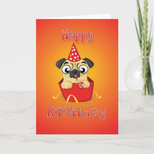 pug - doos - gelukkige verjaardag kaart
