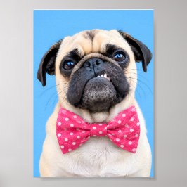 Pug Draagt Roze Strik Poster
