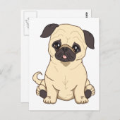 Pug Drawing by Pablo Fernandez Limited Edition Briefkaart (Voorkant / Achterkant)