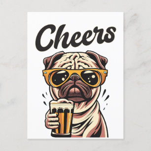 Pug Drink biermeme Briefkaart