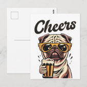 Pug Drink biermeme Briefkaart (Voorkant / Achterkant)