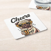 Pug Drink biermeme Kartonnen Onderzetters (Schuin)