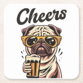 Pug Drink biermeme Kartonnen Onderzetters (Voorkant)