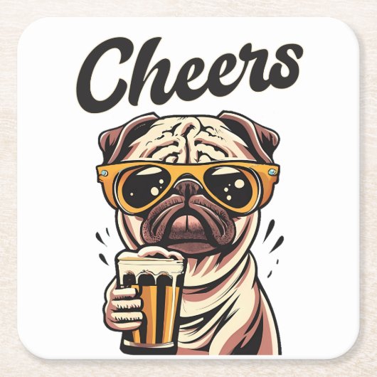 Pug Drink biermeme Kartonnen Onderzetters (Voorkant)