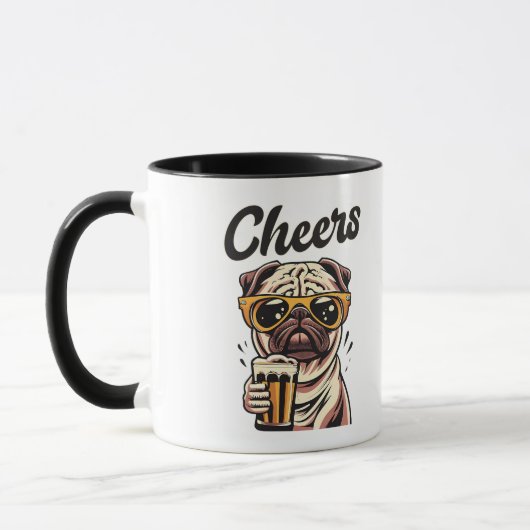 Pug Drink biermeme Mok (Links)