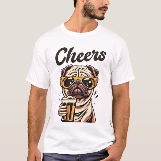Pug Drink biermeme T-shirt (Voorkant)