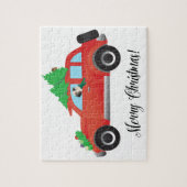 Pug Driving Car met kerstboom bovenaan Legpuzzel (Verticaal)