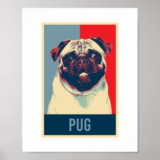Pug Dutch Bulldog Dog Portrait Pop Art Poster (Voorkant)