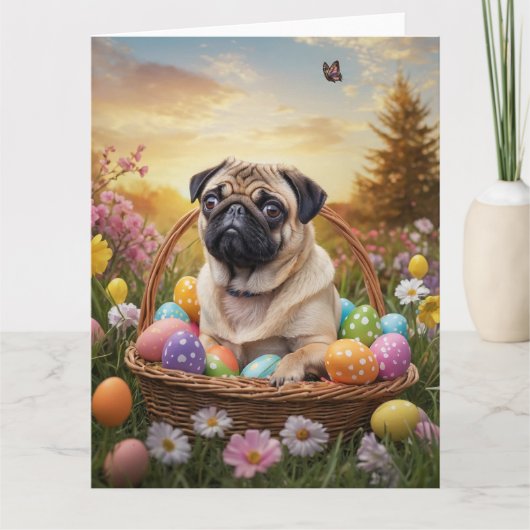 Pug Easter Eggs Kaart (Voorkant)