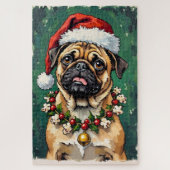 Pug Eating the Christmas Garland Hat Legpuzzel (Verticaal)