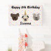 Pug eenhoorn klein meisje verjaardagsfeest spandoek (Insitu)