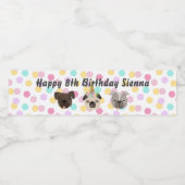 Pug eenhoorn klein meisje verjaardagsfeest waterfles etiket