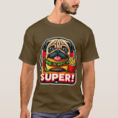PUG EETENDE BURGER EN FRIET 3 T-SHIRT (Voorkant)