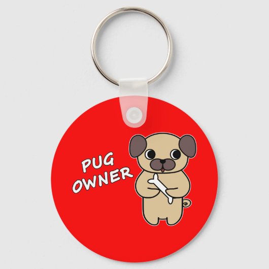 PUG-eigenaar - Rood Sleutelhanger (Voorkant)