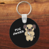 PUG EIGENAAR - Zwart Sleutelhanger (Voorkant)