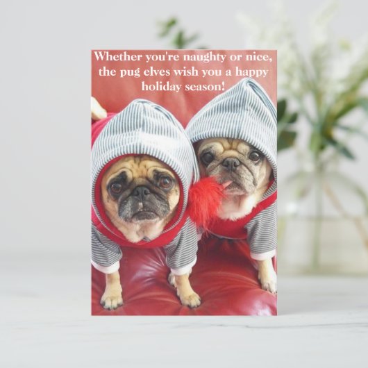 Pug Elfen Kaart (Staand voorkant)