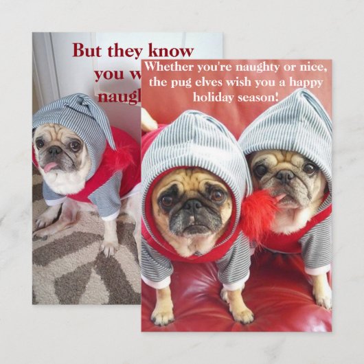 Pug Elfen Kaart (Voorkant / Achterkant)