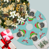 Pug Elves Candy Canes | Aqua Blue Kerstboom Rok