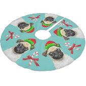 Pug Elves Candy Canes | Aqua Blue Kerstboom Rok (Gekanteld)
