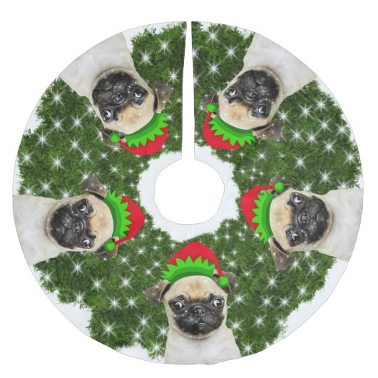 Pug Elves Kerstkrans Kerstboom Rok (Voorkant)