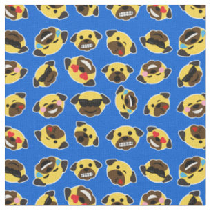 Pug Emoji Emoticon Pattern Stof