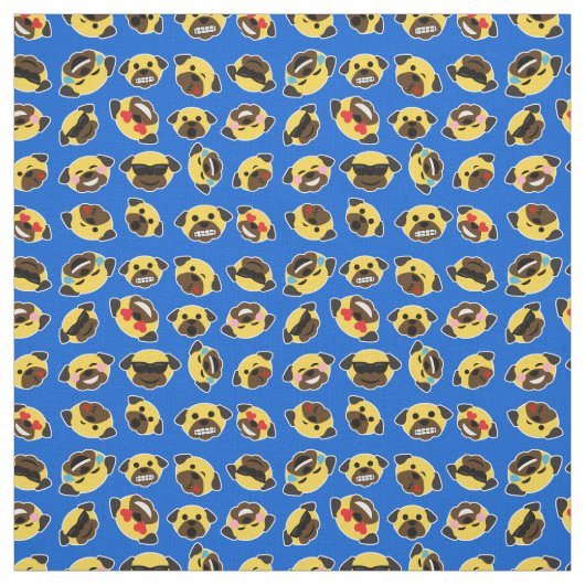 Pug Emoji Emoticon Pattern Stof (Swatch)