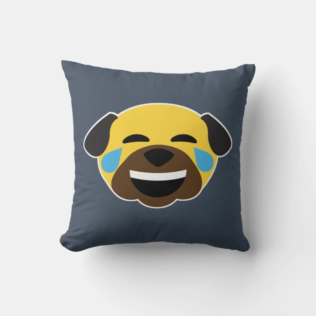 Pug Emoji Emoticon Tears of Joy and Love Kussen (Voorkant)
