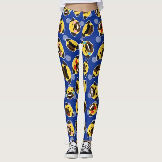 Pug Emojis Love LOL Cool Kiss Tights Leggings (Voorkant)