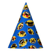 Pug Emojis op Electric Blue Birthday Party Feesthoedjes (Links)