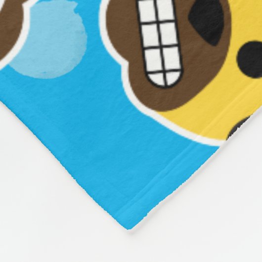 Pug Emoticon Emoji Pattern Laugh Kiss Cool Fleece Deken (Hoek)
