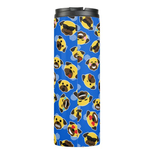 Pug Emoticons (Emojis) Pattern Love Laugh Kiss Thermosbeker (Achterkant)