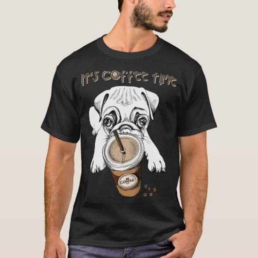 Pug en 2 go cup t-shirt (Voorkant)