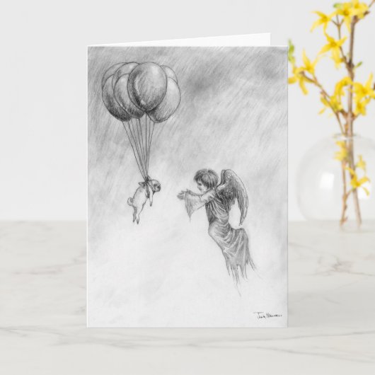 Pug en Angel Kaart (Gele Bloem)
